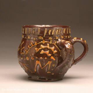 Two-handled tyg (drinking mug) inscribed 'WROTHAM'