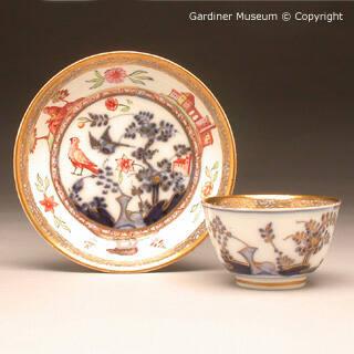 Tea bowl and saucer painted in the F.J.Ferner workshop