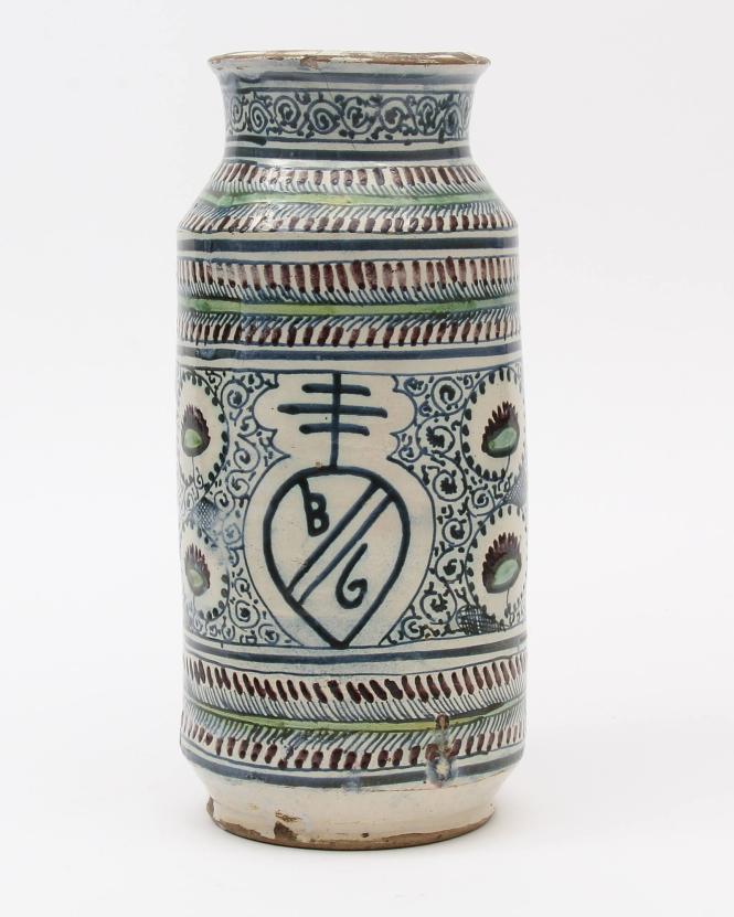 Albarello (drug jar) with badge