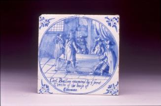 Tile with Popish Plot, scene of 'Capt. Bedlow'