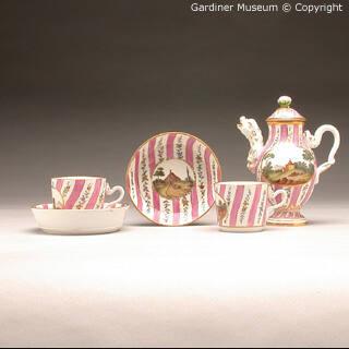 Coffee Pot with pink-striped ground