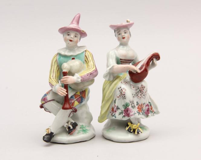 Harlequin with Bagpipes and Columbine with Mandolin