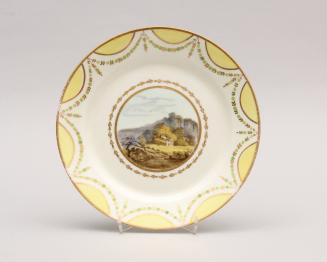 Set of four dessert Plates with topographical views