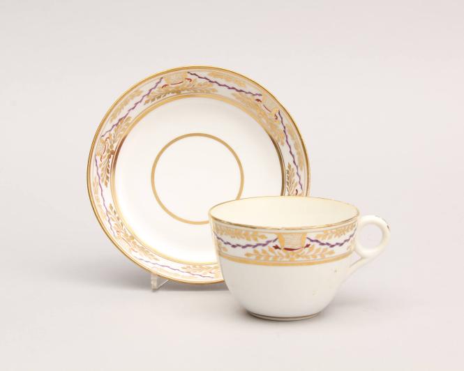 Teacup and saucer with Regency design