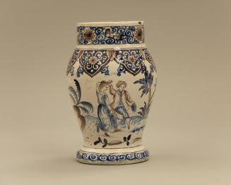 Blue and manganese vase with lambrequin decoration